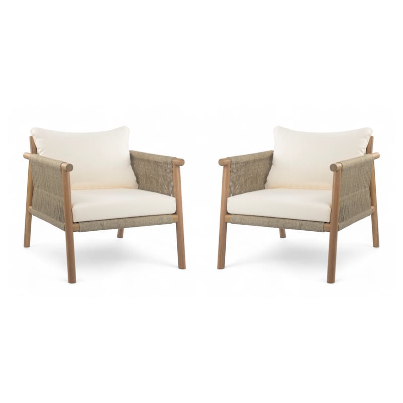 Christopher Knight Home - 28" Modern Outdoor Woven Lounge Chair with Solid Wood Frame and Comfortable Polyester Cushions