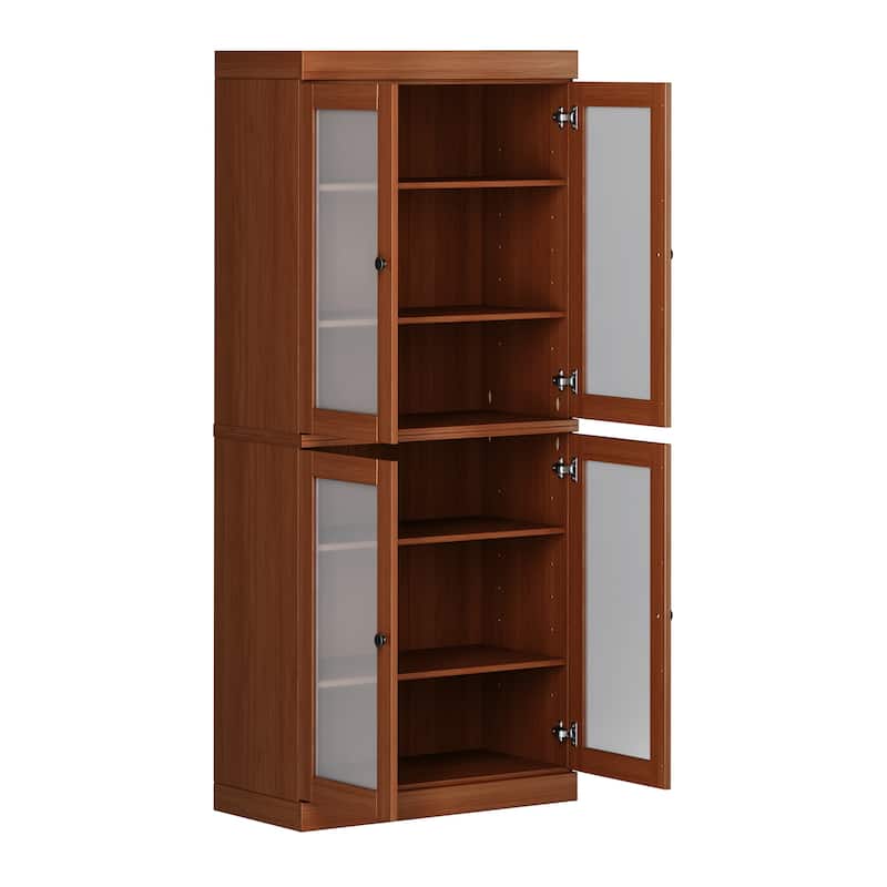 Palace Imports 100% Solid Wood Pantry Cabinet with Frosted, Clear Glass or Solid Doors and Adjustable Shelves