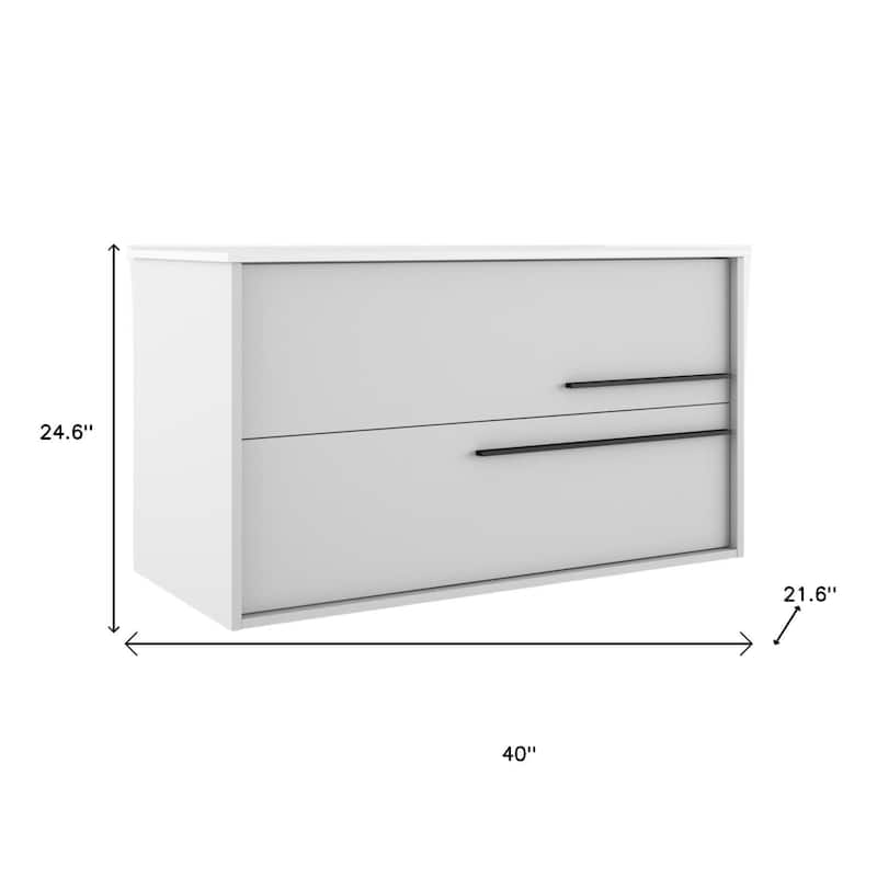 HomeRoots 40" Off White Wood Floating Bathroom Vanity With White Sink And Two Drawers - 40.00 in. x 24.60 in. x 21.60 in.