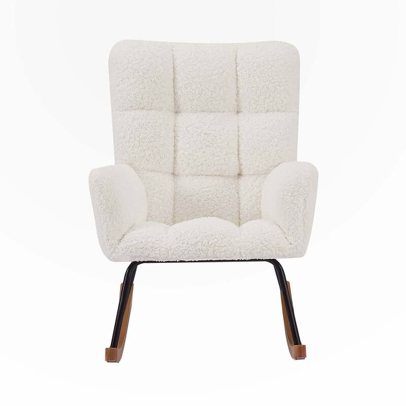 Upholstered Rocking Chair with High Backrest