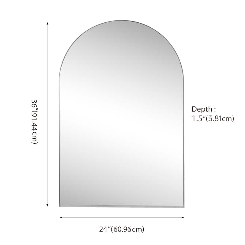 JONATHAN Y Medium Arched Metal Framed Wall Mounted Mirror - 36 H x 24 W x 1.5 D