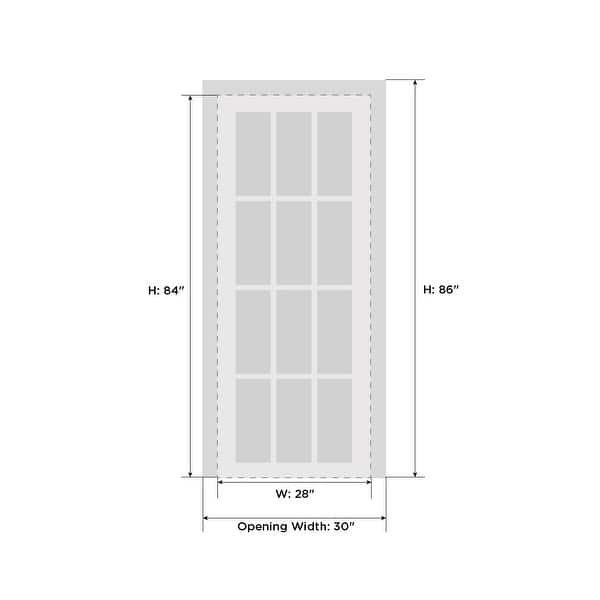 dimension image slide 17 of 22, Interior Solid French Door / Mela 0755 Painted White / Single Regular Panel Frame Handle / Bathroom Bedroom Modern Doors