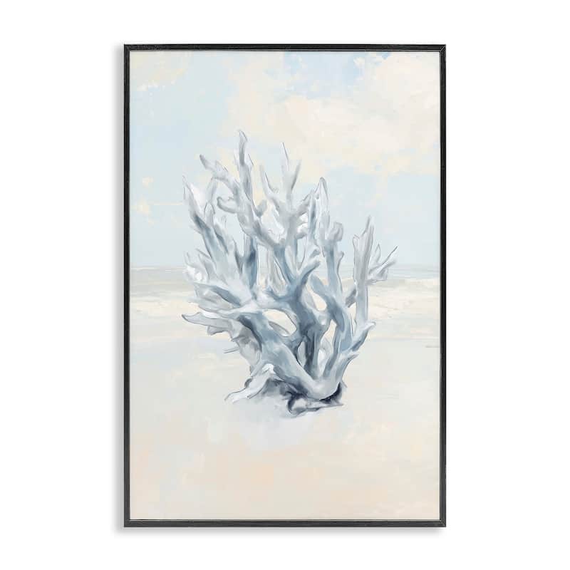 Stupell Soft Minimal Coral Branch Framed Giclee Art Design By Ramona Murdock - 20 x 30 - Black