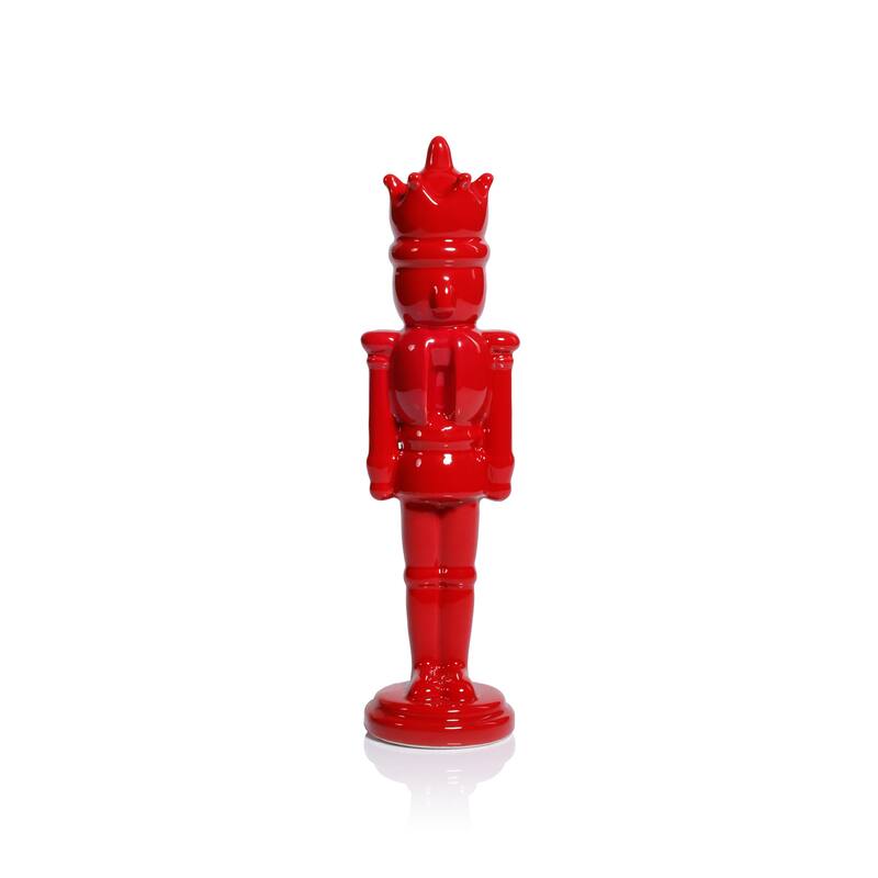 Hartwin Ceramic Red Nutcracker Figurines, Holiday Tabletop Décor, 2-Piece Set - A-11.5"