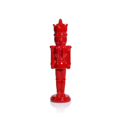 Hartwin Ceramic Red Nutcracker Figurines, Holiday Tabletop Décor, 2-Piece Set