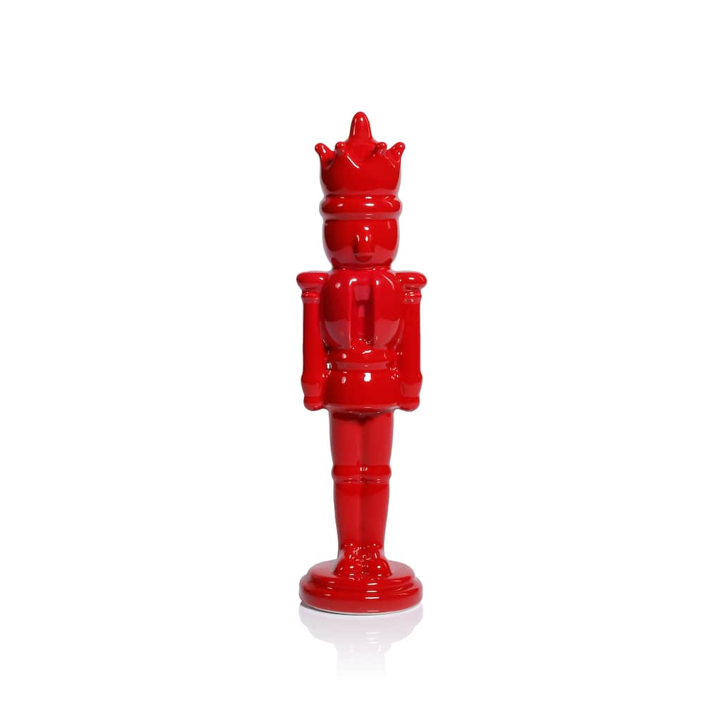Hartwin Ceramic Red Nutcracker Figurines, Holiday Tabletop Décor, 2-Piece Set