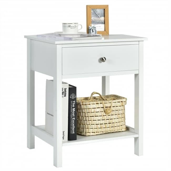 Wooden Storage Shelf for Bedroom and Living Room with Drawer - 19" x 16" x 23" (L x W x H)