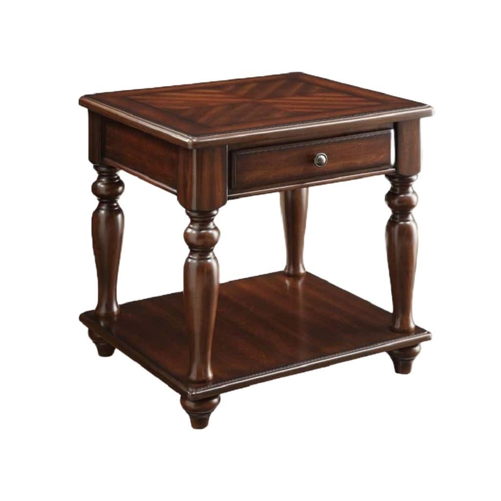 HomeRoots 24" Walnut Manufactured Wood Rectangular End Table With Drawer And Shelf - 24