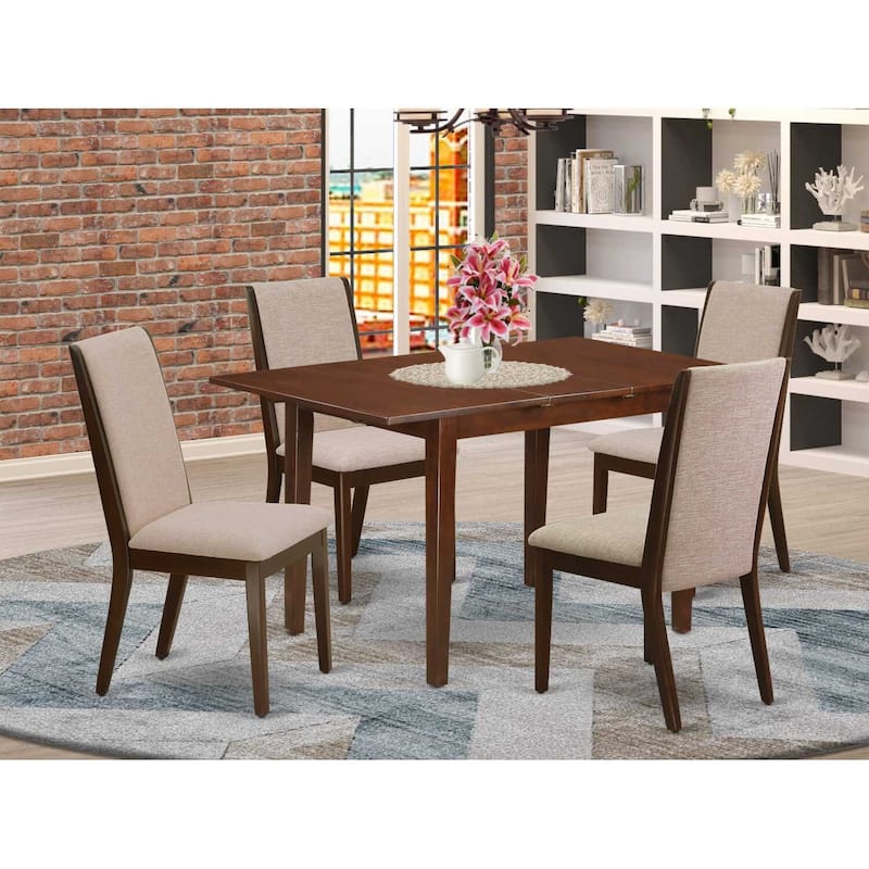 Kitchen Table Set 5 Piece - Dining Room Table with 4 Parsons Chairs - Solid Wood Frame & Butterfly Leaf