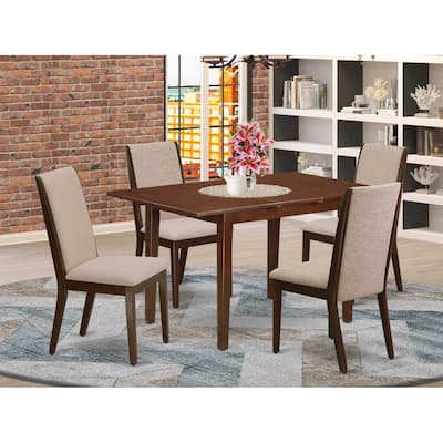 Kitchen Table Set 5 Piece - Dining Room Table with 4 Parsons Chairs - Solid Wood Frame & Butterfly Leaf