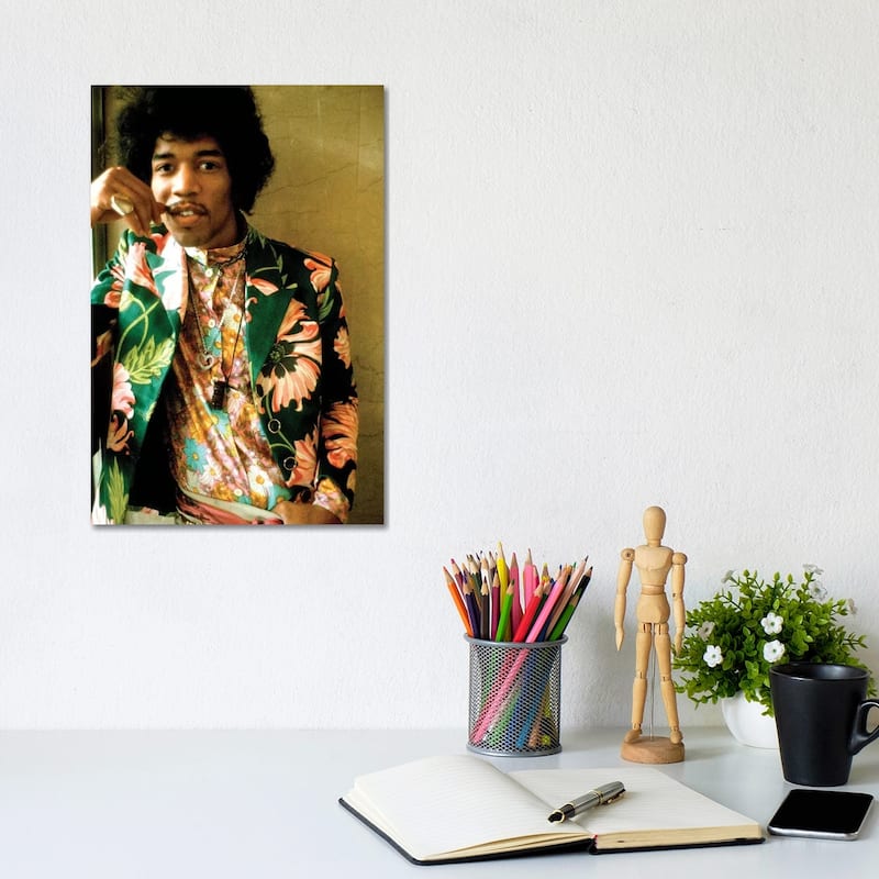 iCanvas "Jimi Hendrix Colored Floral Jacket I" by Radio Days Canvas Print - 12x8x0.75