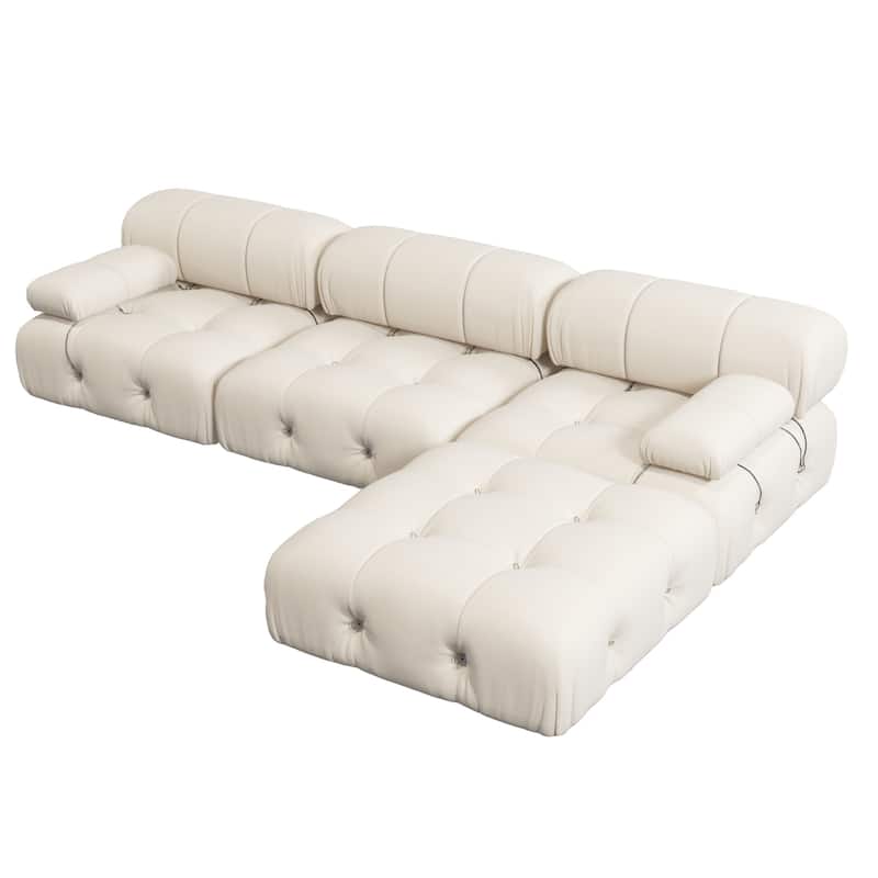 104" Wide Velvet Reversible Modular Sofa & Chaise with Ottoman
