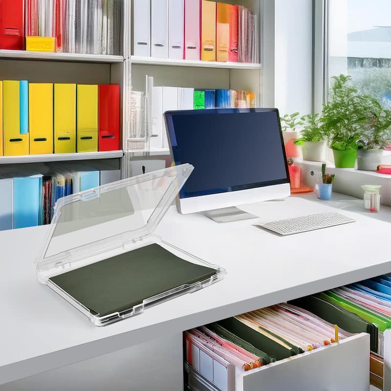 Sorbus Single-Piece Thin Hanging File Organizer Bin, Interior 10"x12" Clear Plastic Stackable for Document Storage