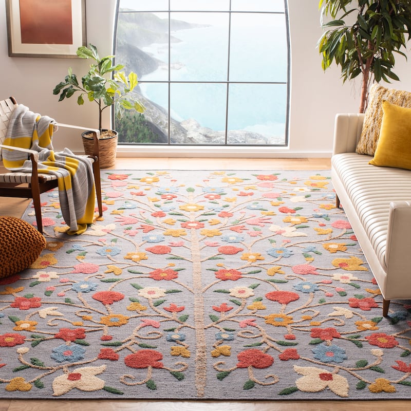 SAFAVIEH Hand-Knotted Kenya Vladimira Southwestern Tribal Wool Rug - 8' x 10' - Grey/Pink