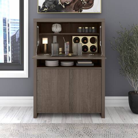 Bristol Home 2-tone Grey Bar Cabinet by Bush Furniture