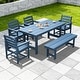 preview thumbnail 22 of 94, 6-Piece HDPE Outdoor Dining Table Sets with Umbrella Hole - 1-Table 4-Chairs-1-Bench