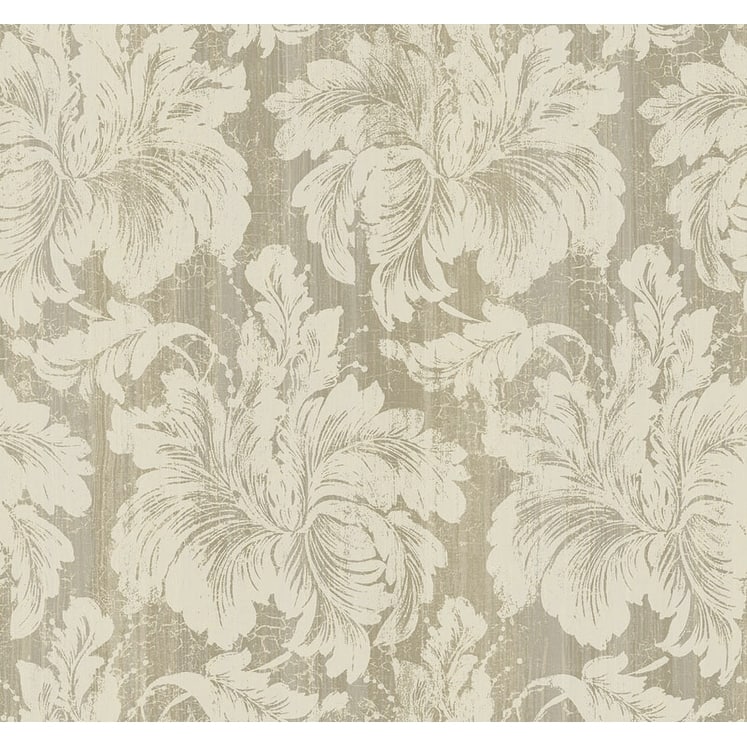 Seabrook Designs Portia Floral Unpasted Wallpaper - 27 in. W x 27 ft. L - Metallic Greige