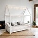 preview thumbnail 12 of 20, Wood Full/Twin Size House Bed with Guardrail, Kids Bed with LED and Headboards Twin