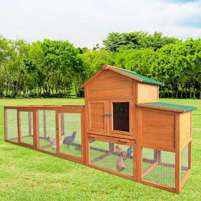 121'' Large Outdoor Wooden Chicken Coop with Nest Box