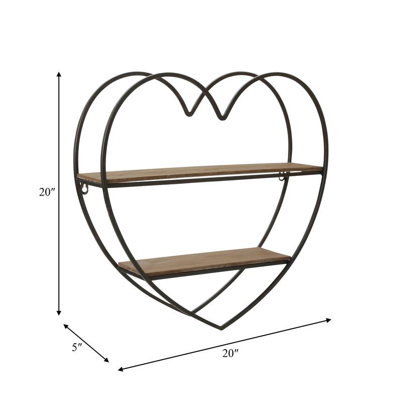 Sagebrook Home Two-tier Heart Shaped Metal Wall Shelf