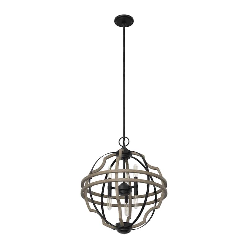 Hunter 19.25" Stone Creek 6-Light Pendant - Entry, Island, Dining Room - Modern Farmhouse, Rustic, Transitional