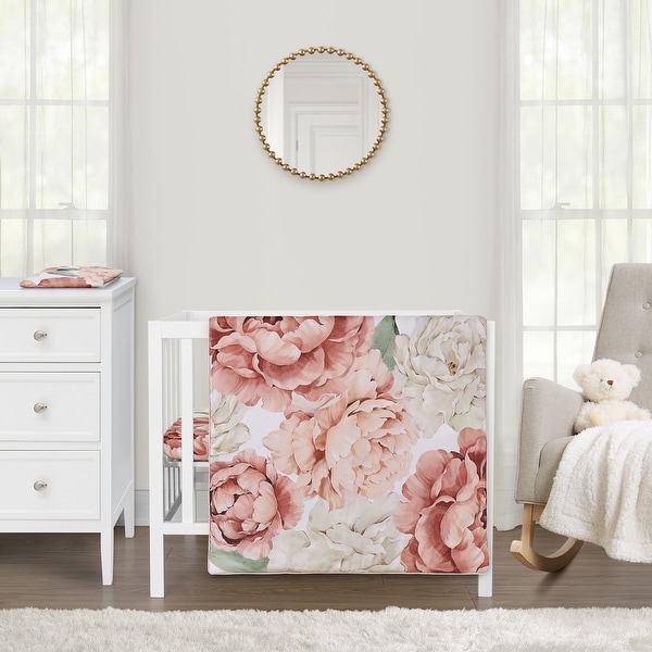 Sweet Jojo Designs Blush Pink Boho Shabby Chic Floral Girl 3pc Mini Crib Bedding Set Ivory Bohemian Vintage Watercolor Flower Bed Bath Beyond 37970946