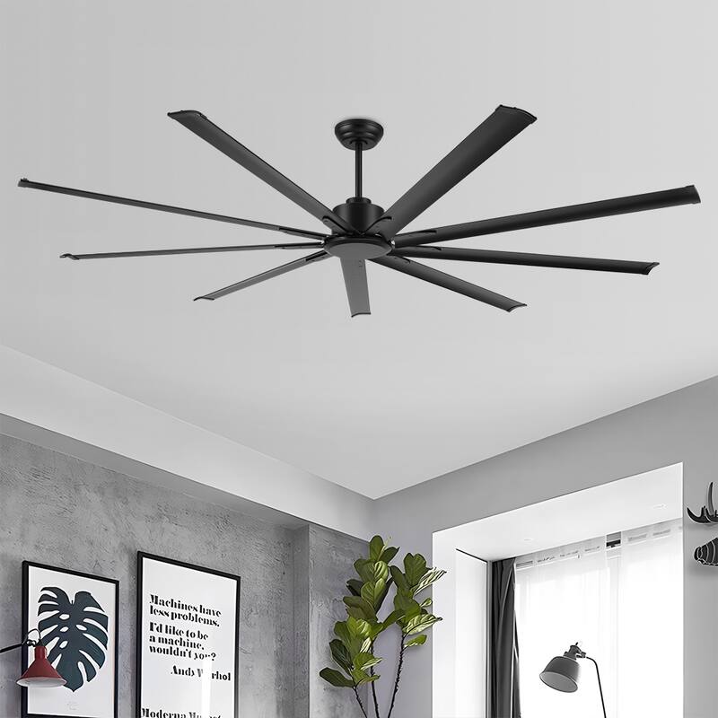 84 in. 96 in. 9 aluminium blades DC Motor Indoor Ceiling Fan & Remote - 96 - Black