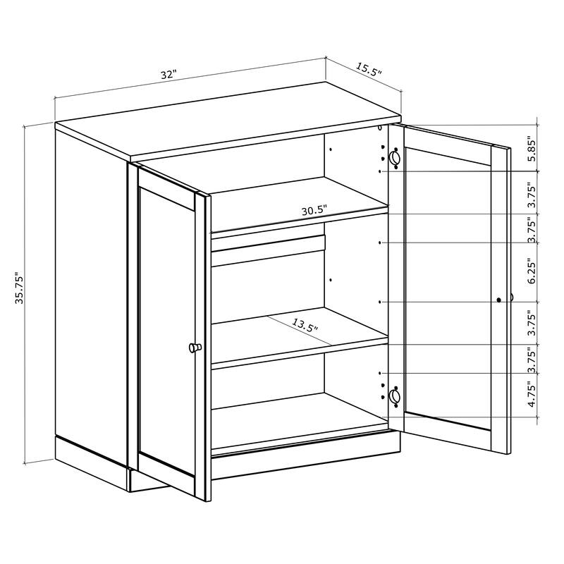 Palace Imports Premium 100% Solid European Oak Hardwood 3-Shelf Modular Bookcase with Shaker Doors - 32" Wide, 35.75" Tall