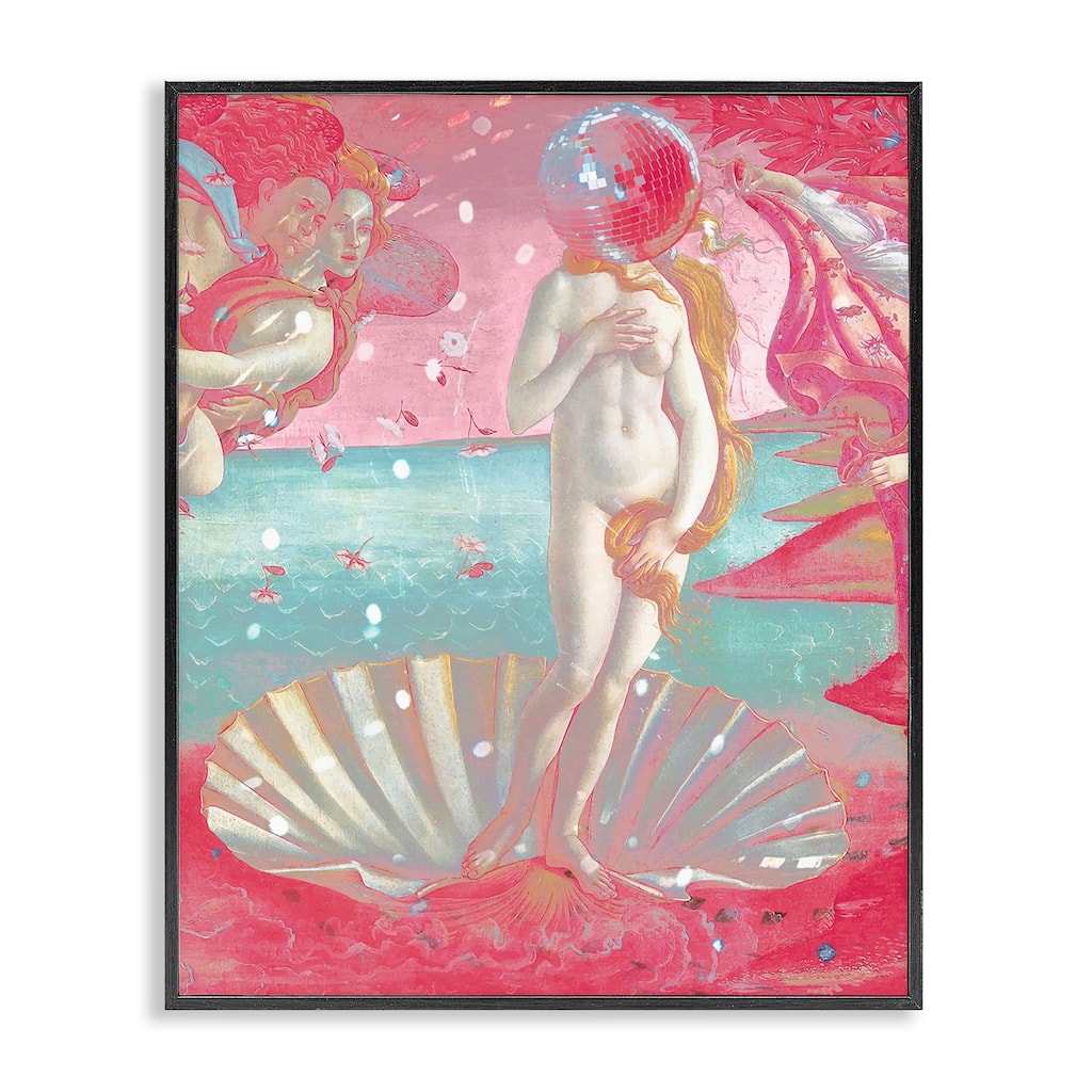 Stupell Chromatic Disco Venus & Clamshell Framed Giclee Art Design By Lil' Rue