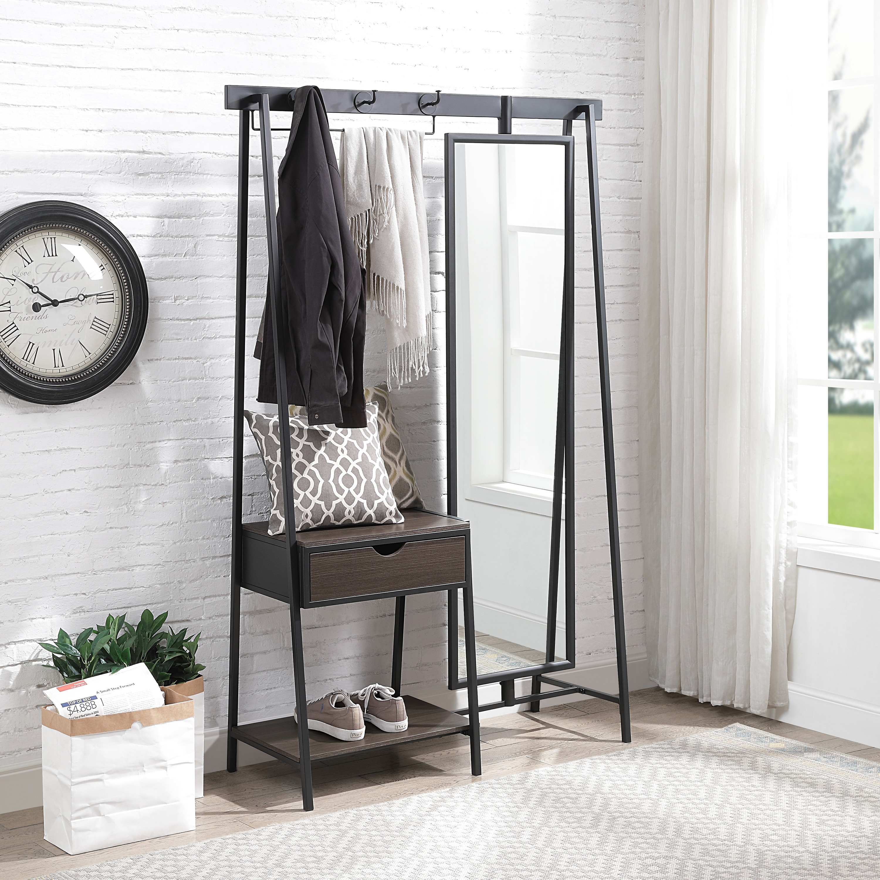 Contemporary coat outlet stand