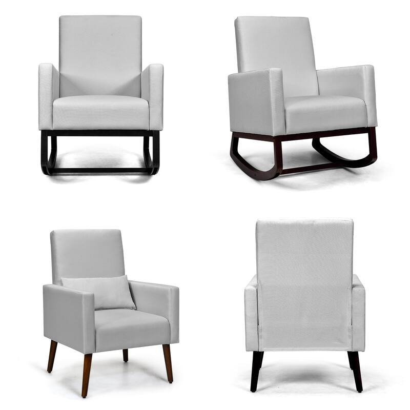 2-in-1 Fabric Upholstered Rocking Chair with Pillow-Beige - 28" x 31" x 40"