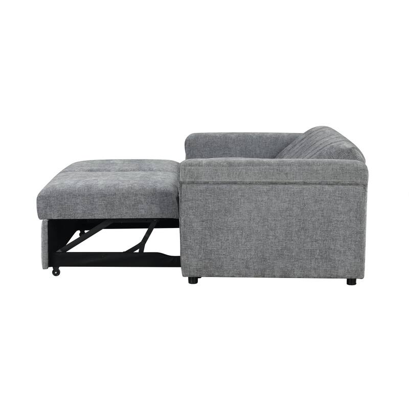 2-in-1 Convertible Sofa Pull Bed, Multi-Functional Loveseat Sofa, Upholstered 2-Seater Sofa with Adjustable Back