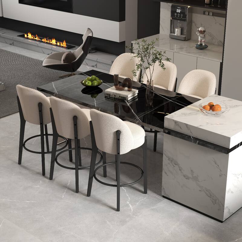 set of 4 Upholstered Counter Height Bar Stools - Set of 6 - Beige