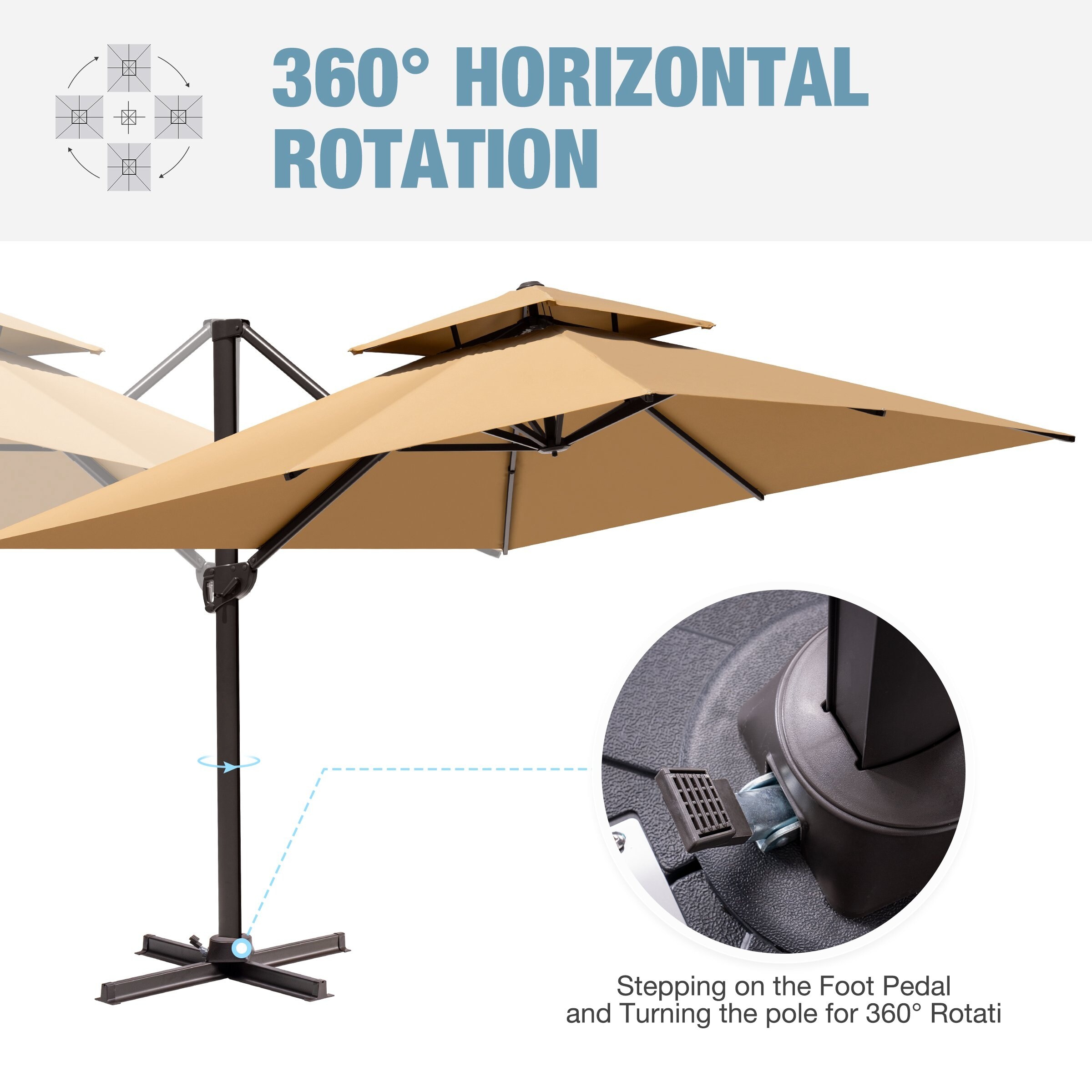 14 foot offset patio umbrella FIM Flexy Aluminum 10' x 14' Rectangular  GiantPatioUmbrellas Sitting outside with guests in an area with no natural shade can get very uncomfortable FIM Flexy Aluminum 10' x