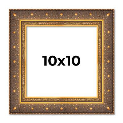 10x10 Frame Vintage Gold Solid Wood Picture Frame | 2.5 Inch Moulding