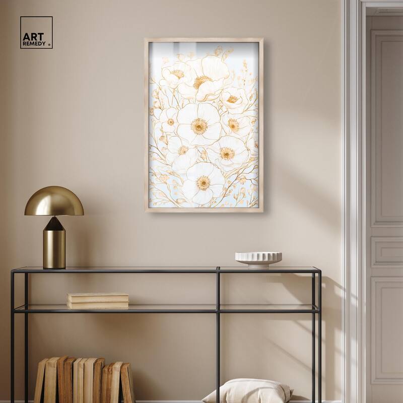 White and Gold Poppies II Shadowbox by Art Remedy