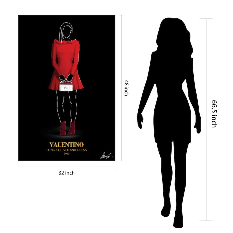 "V Fashion Red look" Frameless Free Floating Reverse Printed Tempered Glass Wall Art
