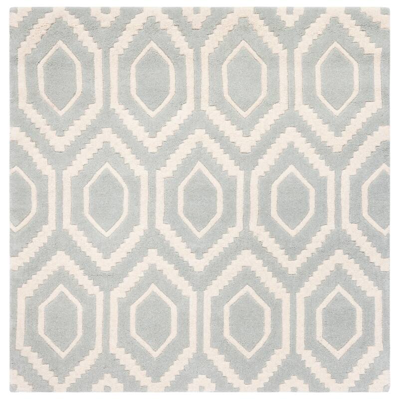 SAFAVIEH Handmade Chatham Altrud Moroccan Modern Wool Rug - 4' Square - Grey/Ivory