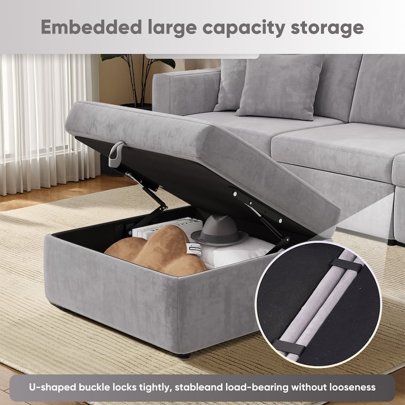 Pocassy Cloud Sectional Couch Upholstered Velvet Couches