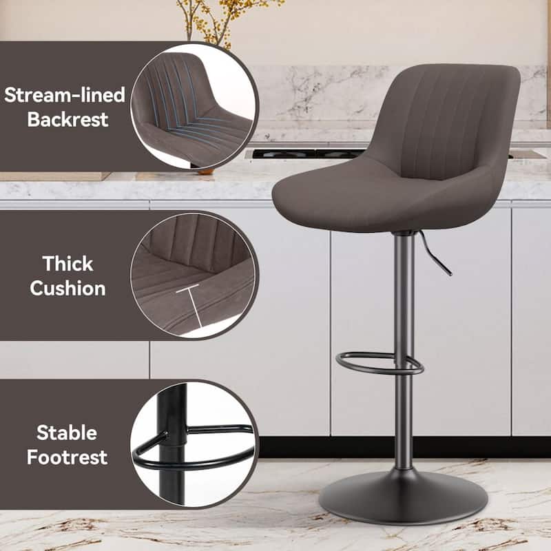 Set of 2 Adjustable Counter Height Swivel Bar Chairs
