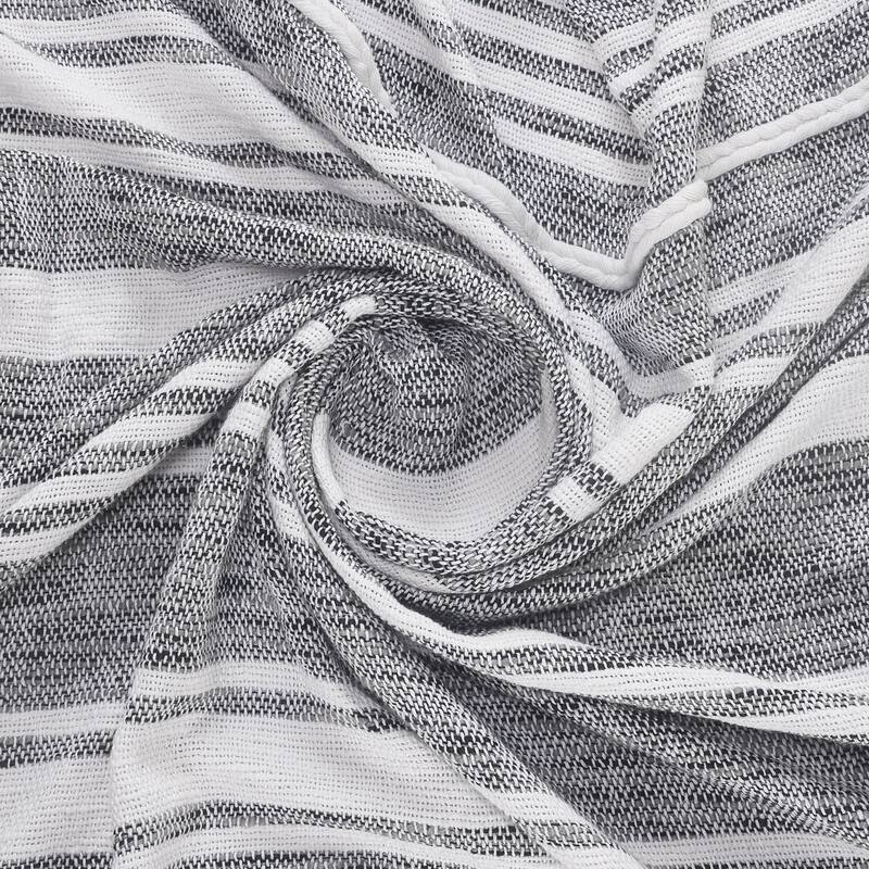 Sevita Vertical Striped and Textured Standard Size Throw Blanket with Fringe