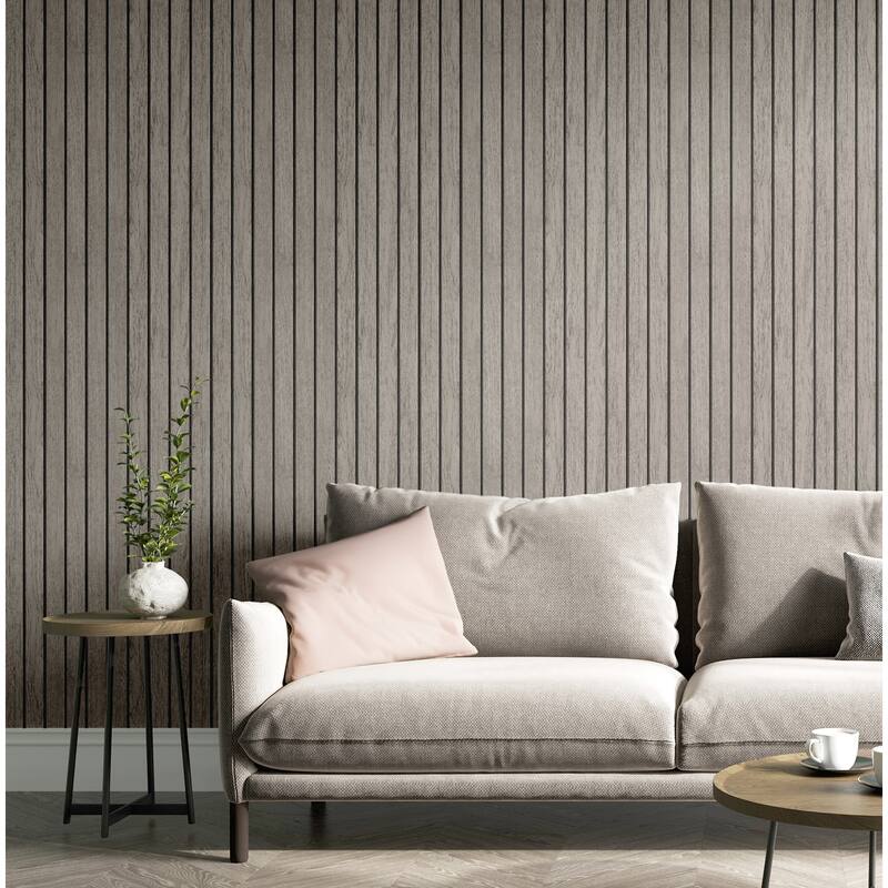 Fine Decor Manolo Grey Wooden Slat Wallpaper