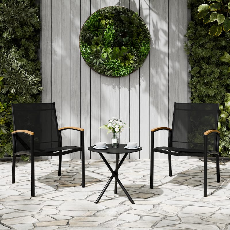3-Piece Outdoor Bistro Set with Textilene Fabric – All-Weather Patio Conversation Set for Garden, Balcony & Poolside - N/A