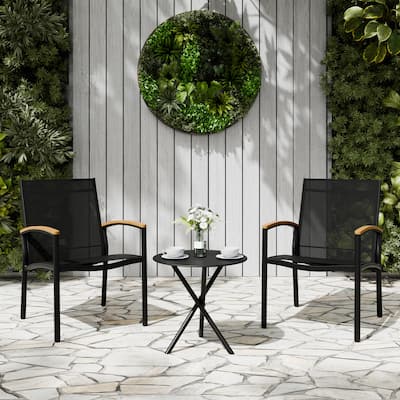 3-Piece Outdoor Bistro Set with Textilene Fabric – All-Weather Patio Conversation Set for Garden, Balcony & Poolside - N/A