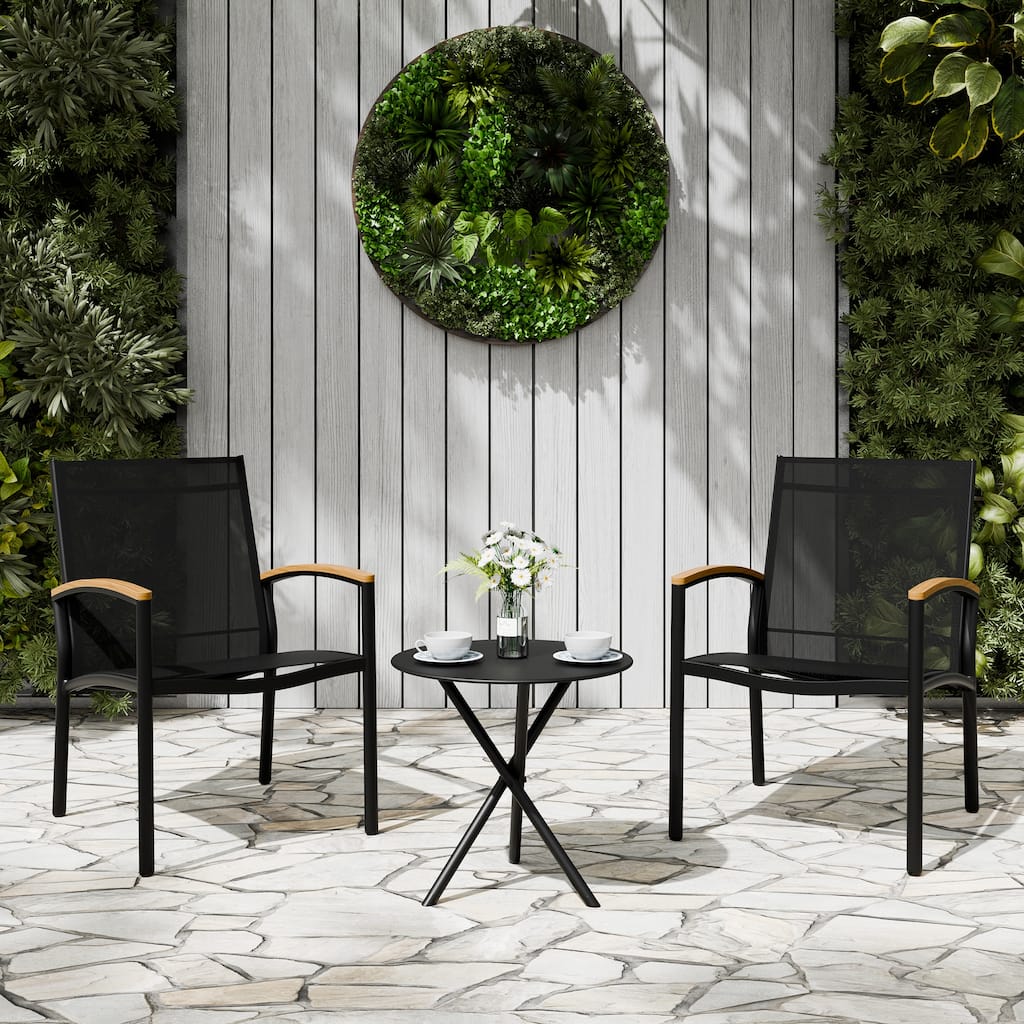 3-Piece Outdoor Bistro Set with Textilene Fabric – All-Weather Patio Conversation Set for Garden, Balcony & Poolside - N/A