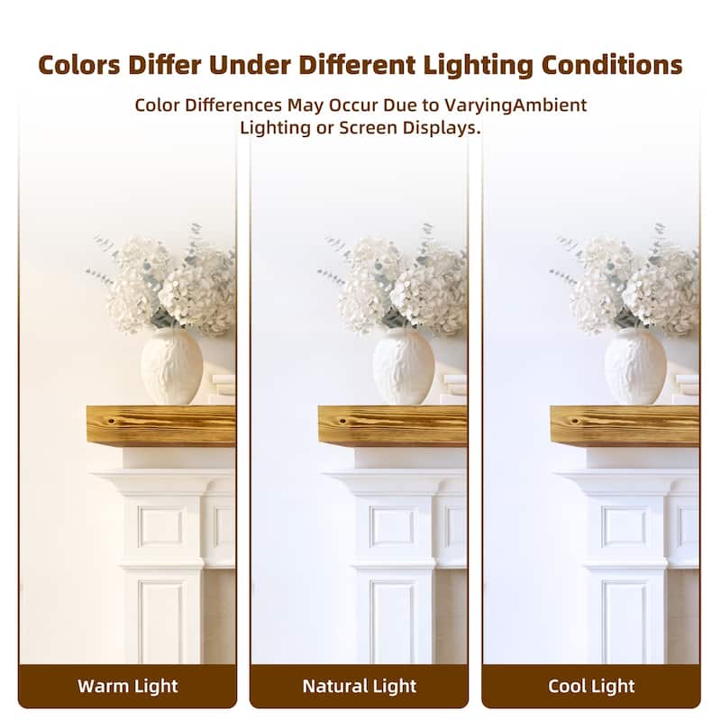 60" Fireplace Mantel, Rustic Mantle Shelf with Invisible Brackets, Handcrafted Wood Floating Fireplace Mantel, Wall Mounted