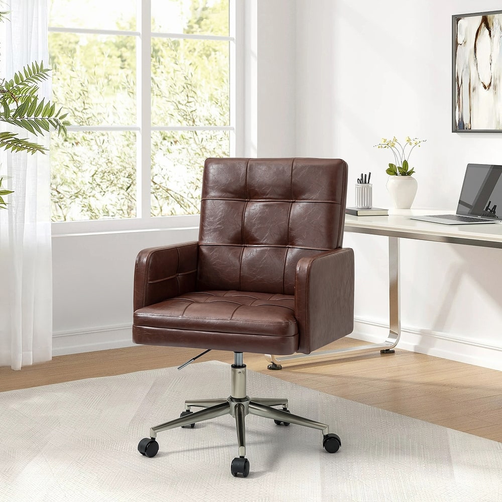 Lorenz Modern Vegan Leather Height-adjustable Office Chair with 5 Wheels by HULALA HOME