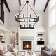 preview thumbnail 84 of 88, Acroma 20-light Modern Farmhouse 40In Round Wagon Wheel Chandelier with UL