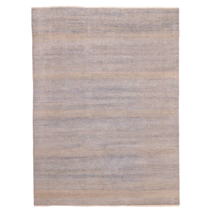 ECARPETGALLERY Hand-knotted Silk Shadow Light Blue Silk, Wool Rug - 8'11 x 11'11