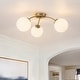 preview thumbnail 1 of 20, 6-Light Brass Semi-Flush Mount Ceiling Light with Opal Glass Shades - 24.2-in W x 9.05-in H Gold